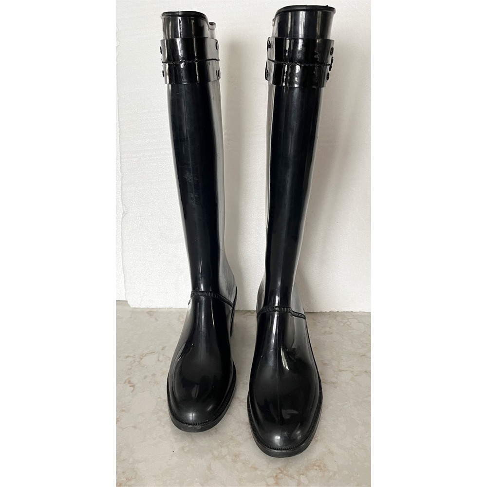 Burberry Black Knee High Heel Rain Boots Size 36 - Picture 5 of 12